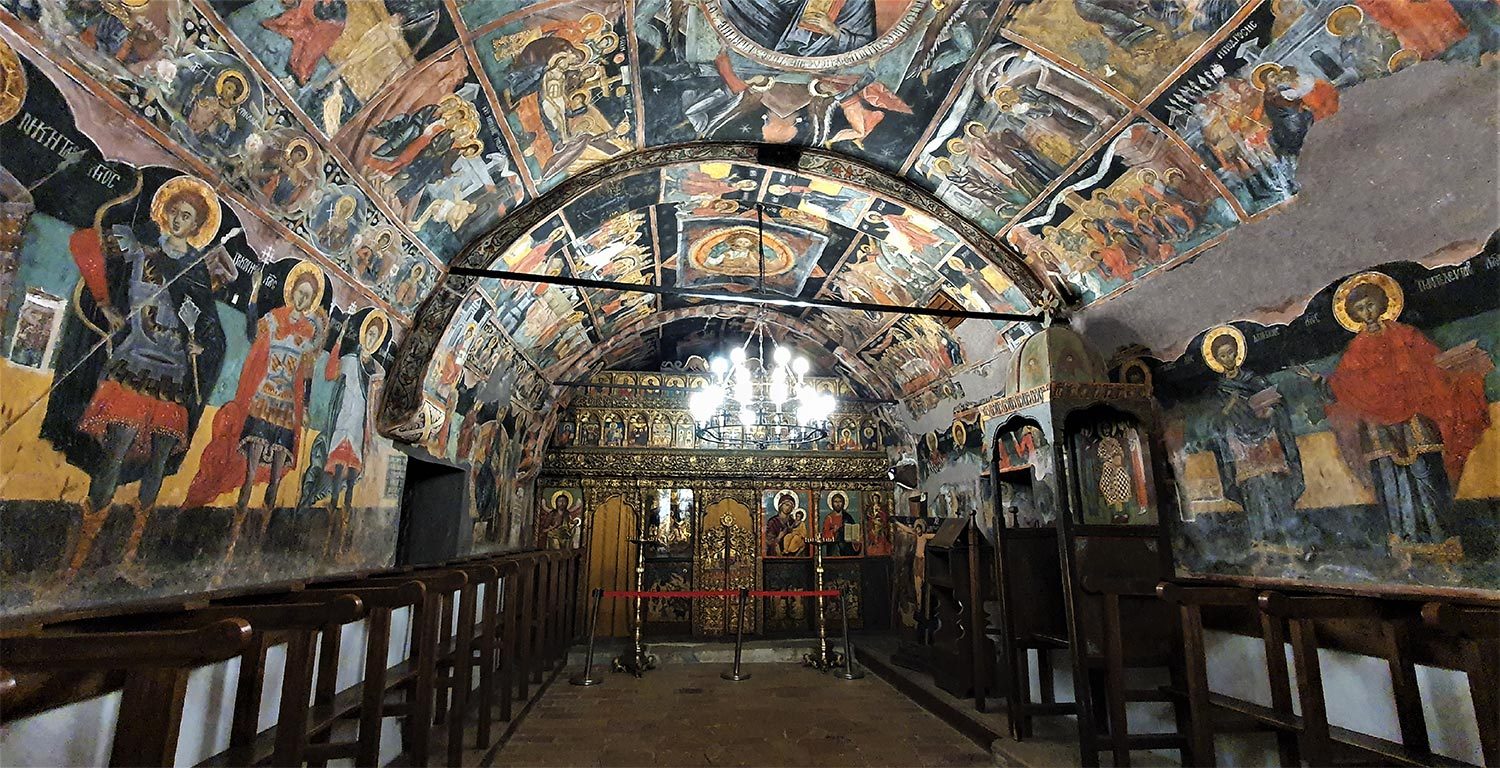 17th Century interior painting of the Orthodox Nativity Church in Arbanasi village Bulgaria